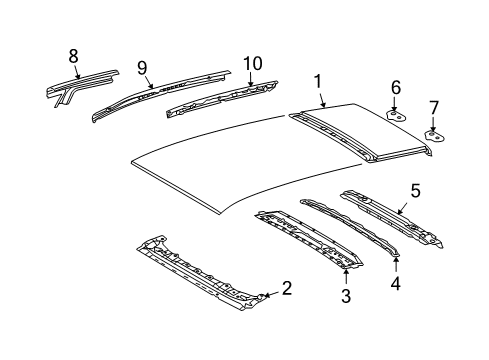 2014 Toyota Venza Roof & Components Roof Reinforcement Diagram for 63122-0T010