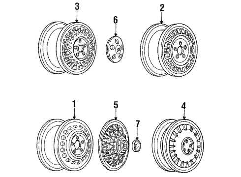 1996 Buick Park Avenue Wheels, Covers & Trim Wheel Trim CAP *Mrblhd Gry Diagram for 9592309