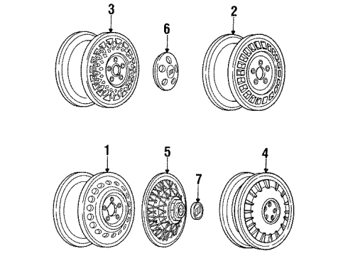 1993 Buick Park Avenue Wheels, Covers & Trim White Grand Prix Transmission Sport Center Hub Cap Diagram for 25608898