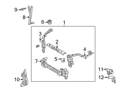 2013 Toyota Matrix Switches & Sensors Upper Tie Bar Diagram for 53205-02151