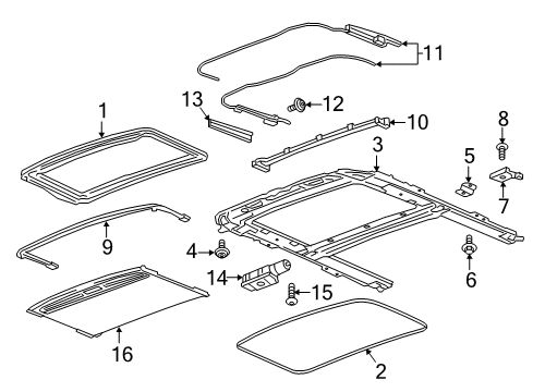 2016 Chevrolet Cruze Sunroof Sunroof Glass Bolt Diagram for 13309874