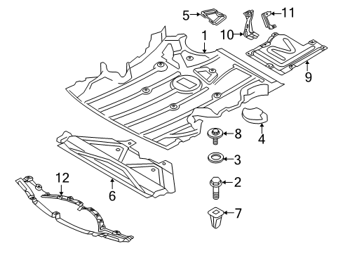 2011 BMW 328i xDrive Splash Shields Cover, Engine Compartment Screening Diagram for 51757140983