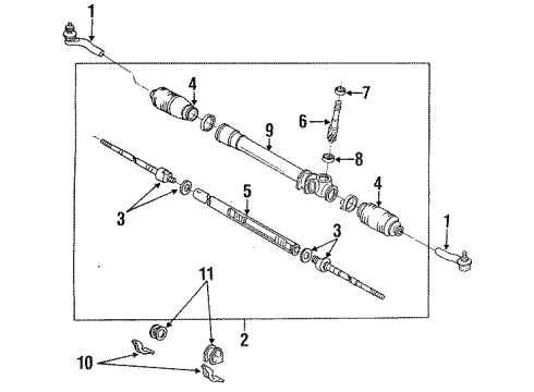 1993 Toyota MR2 P/S Pump & Hoses, Steering Gear & Linkage Inner Tie Rod Diagram for 45503-19165