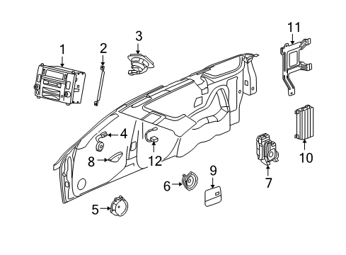 2004 Cadillac SRX Sound System Bracket-Radio Diagram for 25714920