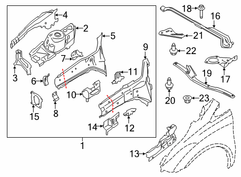 2014 Ford Transit Connect Structural Components & Rails Inner Rail Bolt Diagram for -W713199-S442