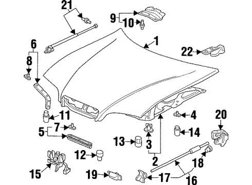 1997 Acura TL Hood & Components Cushion, Hood Diagram for 63511-SF0-003