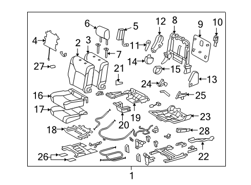 2010 Lexus LX570 Second Row Seats Rear Seat Cushion Cover, Right (For Separate Type) Diagram for 71075-60C11-A0