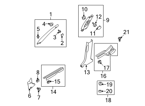 2011 Hyundai Elantra Interior Trim - Pillars, Rocker & Floor Trim Assembly-Front Pillar LH Diagram for 85810-2L600-4W