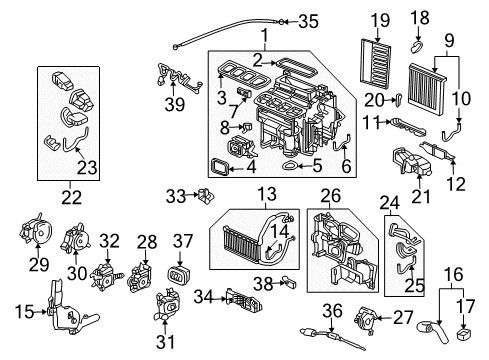 2005 Acura RL Heater Core & Control Valve Core Sub-Assembly, Heater Diagram for 79115-SJA-A01