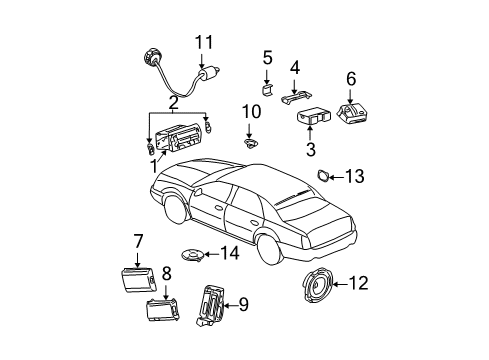 2001 Cadillac DeVille Sound System Speaker Asm-Radio Rear Side Door Diagram for 25660131