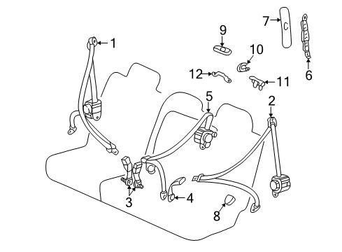 2007 Toyota Land Cruiser Seat Belt Latch Diagram for 73240-60300-A0