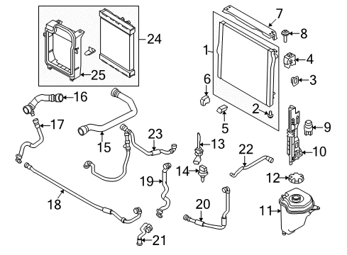 2009 BMW X5 Radiator & Components Module Carrier, Right Diagram for 17118572189