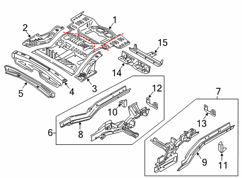 2016 Ford Edge Rear Floor & Rails Bumper Bracket Diagram for K2GZ-17A750-A