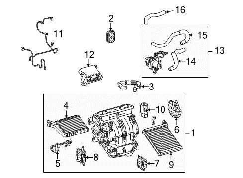 2012 Lexus HS250h Air Conditioner Unit Sub-Assembly, RADIA Diagram for 87107-02230