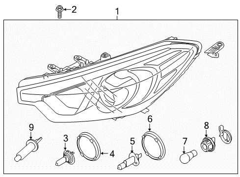 2015 Kia Forte Koup Headlamps Passenger Side Headlight Assembly Diagram for 92102A7200