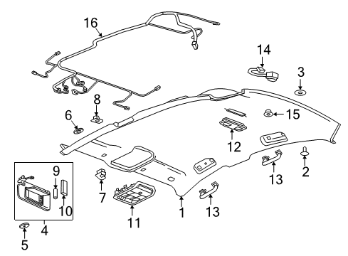 2019 Buick Regal Sportback Interior Trim - Roof Headliner Diagram for 39186625