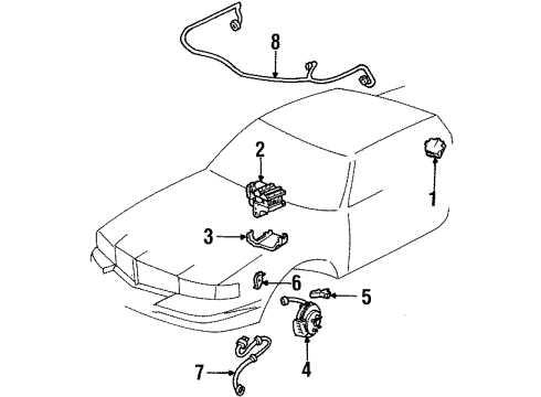 2002 Cadillac Eldorado ABS Components Control Module Diagram for 19244920