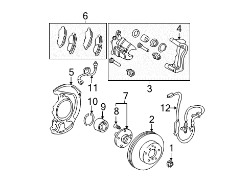 2002 Lexus ES300 Front Brakes Cylinder Kit, Front Disc Diagram for 04478-21020