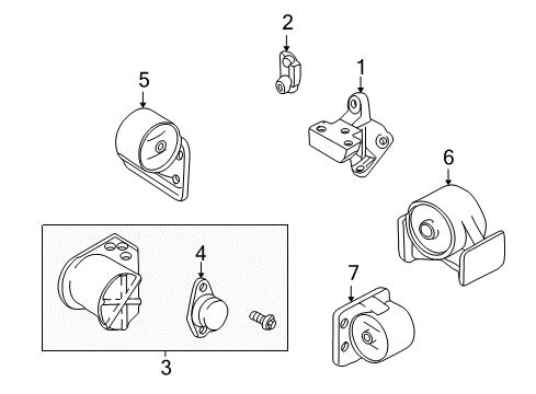 2001 Hyundai Accent Engine & Trans Mounting Bracket Assembly-Roll Stopper, Rear Diagram for 21930-25020