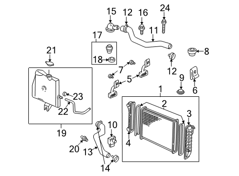 2000 Chevrolet Impala Radiator & Components Radiator Assembly Diagram for 89018543