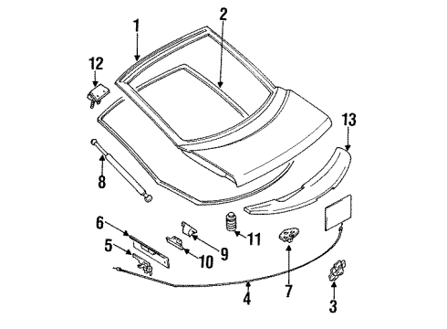 1994 Dodge Stealth Lift Gate & Hardware, Spoiler Spoiler-Air Rear(Lamp Black) Diagram for MB770303