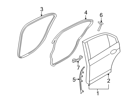 2010 Ford Fusion Rear Door Weatherstrip On Body Diagram for 6H6Z-54253A10-AC
