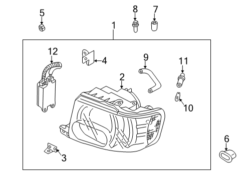 2001 Infiniti QX4 Bulbs Headlamp Housing Assembly, Left Diagram for 26075-3W700