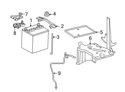 2016 Toyota Yaris Battery Battery Tray Diagram for 74431-0D270