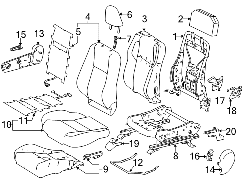 2015 Toyota RAV4 Passenger Seat Components Seat Back Cover Diagram for 71073-42853-A3