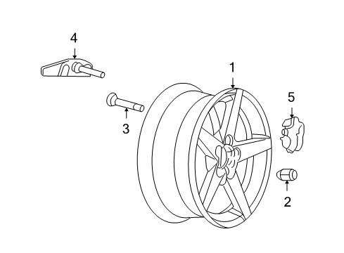 2011 Chevrolet Corvette Wheels, Covers & Trim Wheel Diagram for 9598119