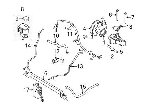 2008 Mercury Sable P/S Pump & Hoses, Steering Gear & Linkage Lower Return Tube Diagram for 8G1Z-3A713-E