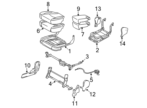 2008 Lexus RX400h Rear Seat Components Pad, Rear Seat Cushion, Center Diagram for 71614-0E010