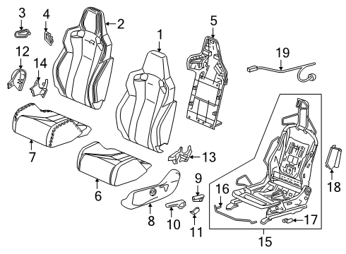2017 Honda Civic Driver Seat Components FR. Garn Cov*NH931L* Diagram for 81681-TGH-A01ZA