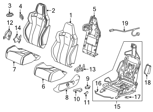 2017 Honda Civic Driver Seat Components Pad, Left Front Seat Cushion Diagram for 81537-TGH-A31