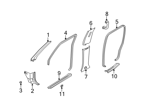 2001 Infiniti QX4 Interior Trim - Pillars, Rocker & Floor Garnish Assy-Front Pillar, LH Diagram for 76912-1W310