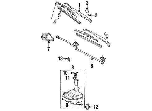 1998 Toyota Tercel Wiper & Washer Components Front Windshield Wiper Arm, Right Diagram for 85211-16121
