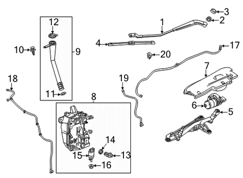 2022 Chevrolet Trailblazer Wiper & Washer Components Front Blade Diagram for 42709513