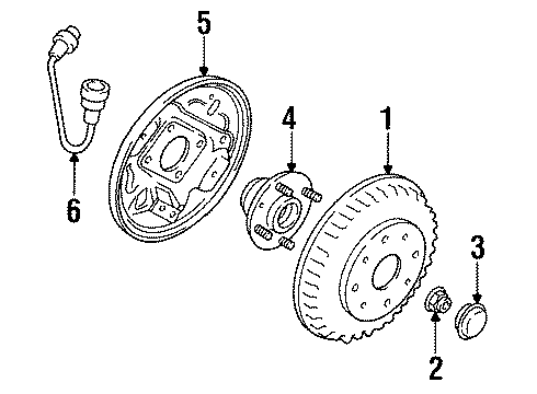 1995 Kia Sephia Rear Brakes Brake Plate Assembly, Right Diagram for 0K20126280A