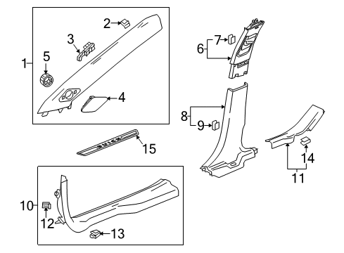 2017 Buick LaCrosse Interior Trim - Pillars, Rocker & Floor Weatherstrip Pillar Trim Diagram for 26216052