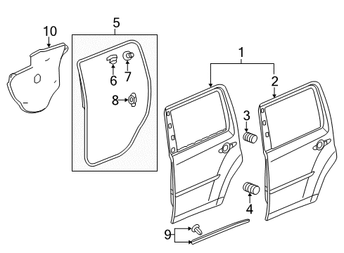 2014 Honda Pilot Rear Door Seal, R. RR. Door Side Sill Diagram for 72827-SZA-A01