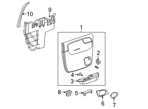 2006 Chevrolet Trailblazer EXT Rear Door Armrest Asm-Rear Side Door *Gray L Diagram for 25811021