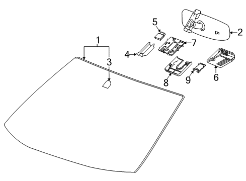 2014 Chevrolet Equinox Windshield Glass Windshield Diagram for 23260478