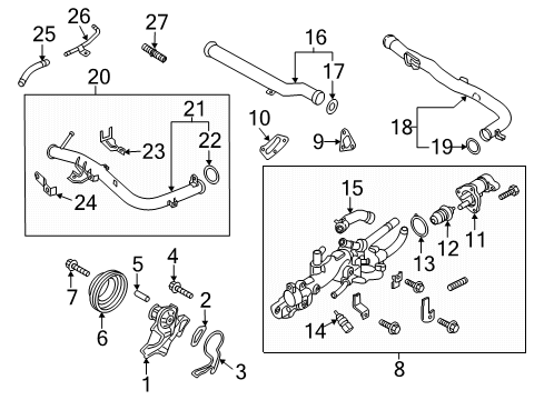 2018 Kia Stinger Water Pump Hose "A" Assembly-Water Diagram for 254683L360