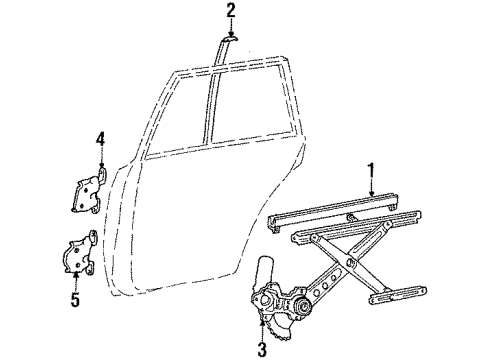 1987 Toyota Cressida Rear Door - Glass & Hardware Channel Diagram for 68188-22060