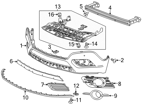 2015 Buick Encore Front Bumper Lower Impact Bar Diagram for 42607558