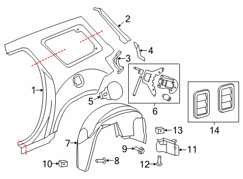 2017 GMC Acadia Limited Quarter Panel & Components Lower Panel Diagram for 23119014