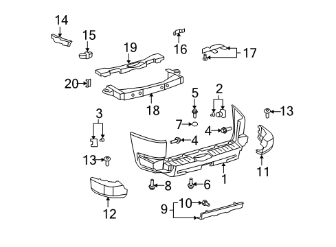 2014 Toyota FJ Cruiser Rear Bumper Bumper Cover Diagram for 52159-35410