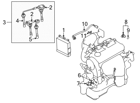 2003 Mitsubishi Outlander Ignition System CABLE/IGNITION-Ignition Diagram for MD338623