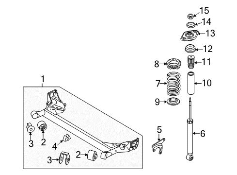 2009 Kia Rio5 Rear Axle, Suspension Components Torsion Axle Complete Diagram for 551001G200