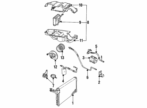 1992 Ford Thunderbird Condenser, Compressor & Lines, Evaporator Components Condenser Diagram for F1SZ19712B